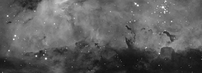 Trumpler 14 Star Cluster and Dust Pillars in Carina Complex